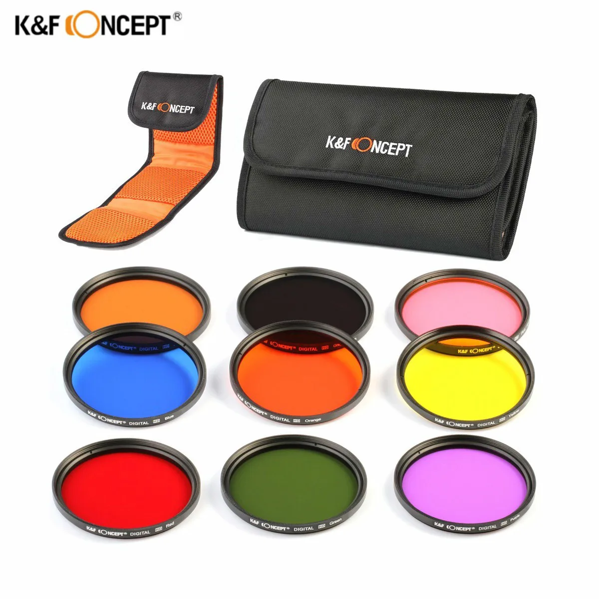 K&F Concept 9pcs 58mm Full Color ND Lens Filter Kit For Canon Rebel T4i