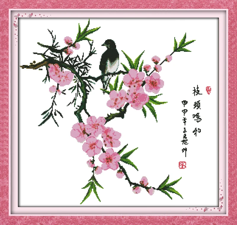

Bird and flowers, counted printed on fabric DMC 14CT 11CT Cross Stitch kits,embroidery needlework Sets, Home Decor