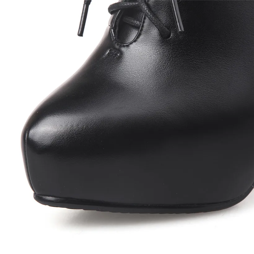 Повседневные женские туфли-лодочки на платформе и высоком каблуке 11 см весенне-осенние женские вечерние туфли-шпильки из искусственной кожи с круглым носком на шнуровке красного и черного цвета