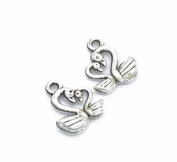 

210pcs Fashion swan charms pendant 15*13mm antique silver Mobile phone accessories Handmade earring bracelet necklace anklet