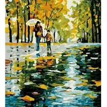 21048 мама и ребенок в дождливый день-краски по номерам наборы для взрослых DIY