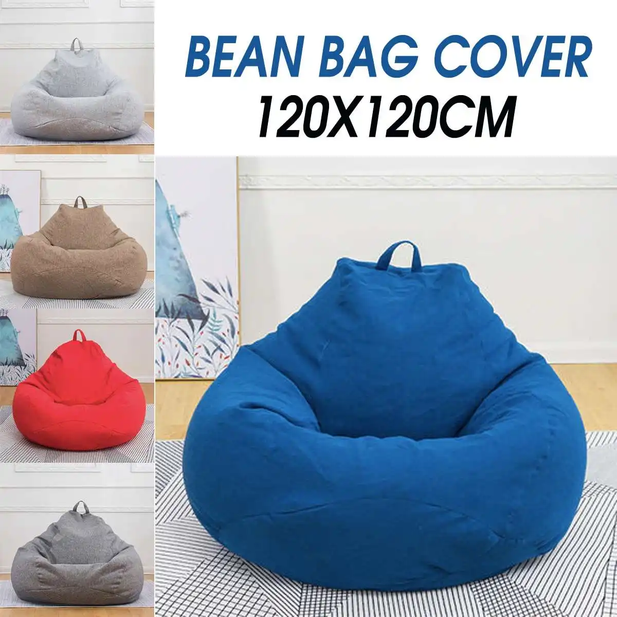 120cm Super Large Bean Bag Sofa Chair Cover Lounger Ottoman Seat Living Room Furniture Beanbag Bed 