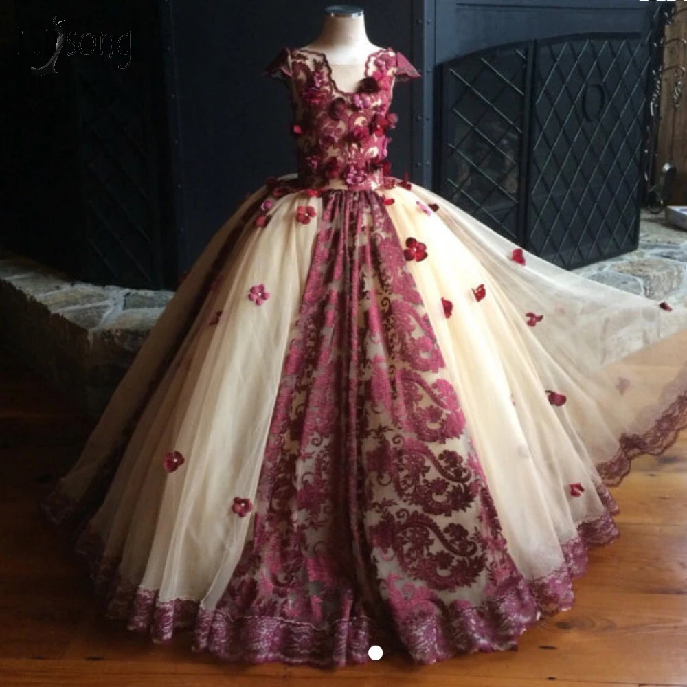 wine colored flower girl dresses