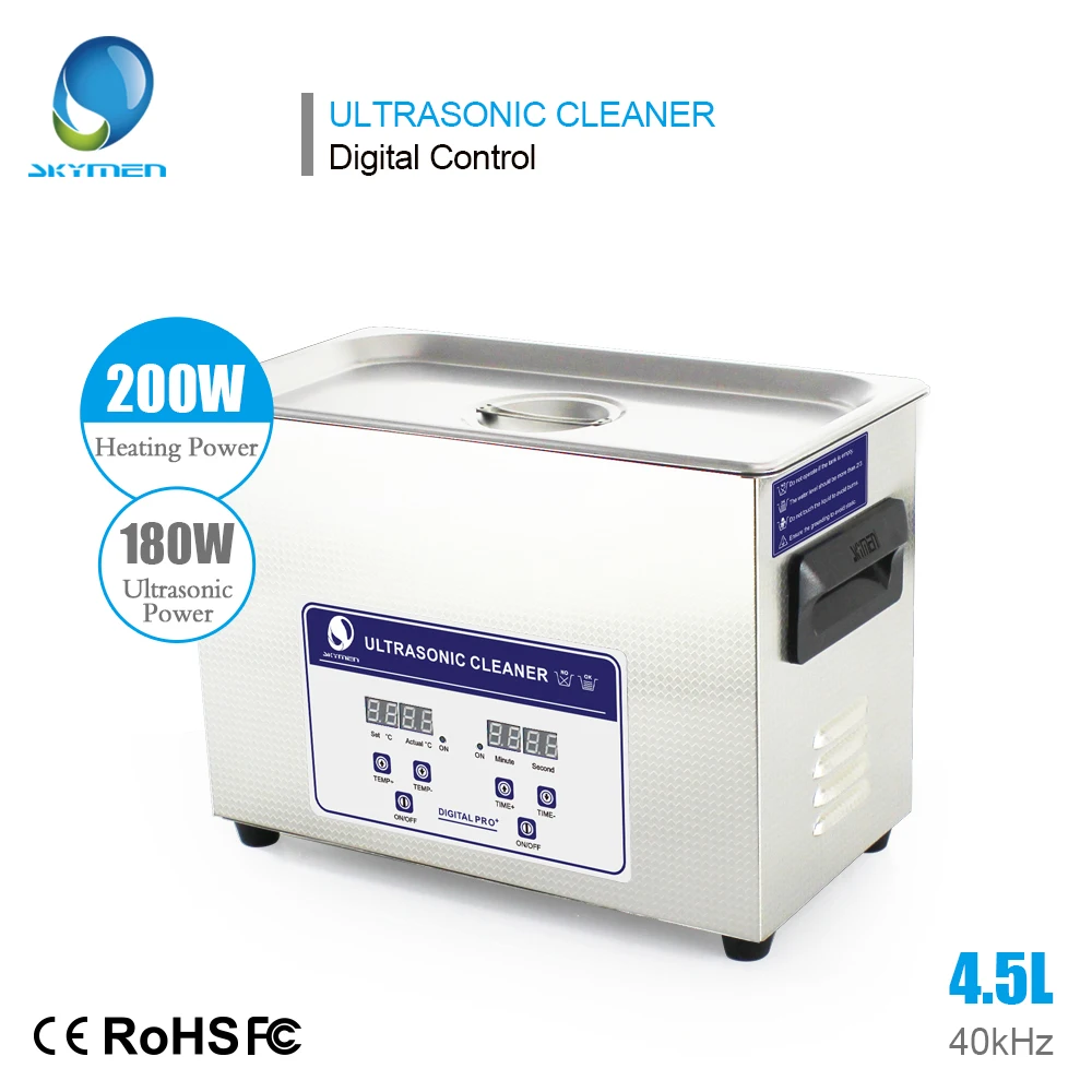 

SKYMEN Digital 4.5L 180W Ultrasonic Cleaner Bath Heated Stainless Basket Injector Engine Metal PCB Ultrasound Cleaning Machine
