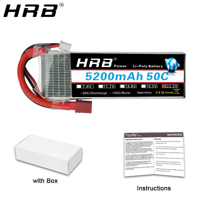 HRB 22,2 V 5200mah Lipo 6S батарея XT90 EC5 XT60 T Deans штекер TRX 50C для гексакоптер Квадрокоптер самолеты 4WD автомобили лодки rc части