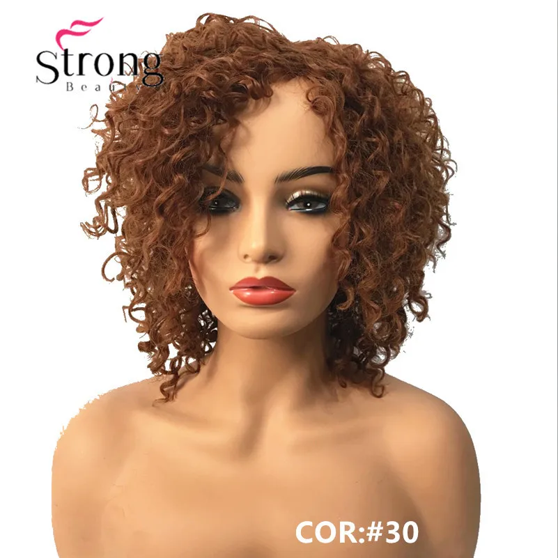 StrongBeauty короткие коричневые моменты Ombre вьющиеся афро высокой тепла Ok полный синтетический парик парики