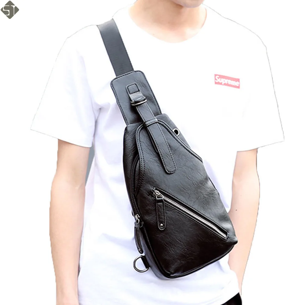 

FUSHAN PU Leather Men Chest Bag Waterproof Chest Pack Men's Handbags Shoulder Bags Casual Male Bag Crossbody
