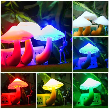 

Kid Luminous Toys Mushroom Wall Socket Lamp LED Sensor Night Light Bedroom Lighting Decor US Plug Children Home Decor