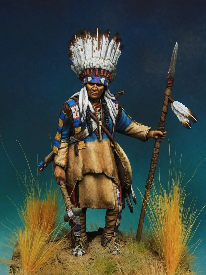 

New Unassembled 1/24 75MM Plains warrior 75MM Resin Figure Unpainted Model Kit