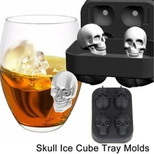 Череп Форма 3D Ice Cube Mold Maker бар вечерние силиконовые лотки шоколада пресс инструмент
