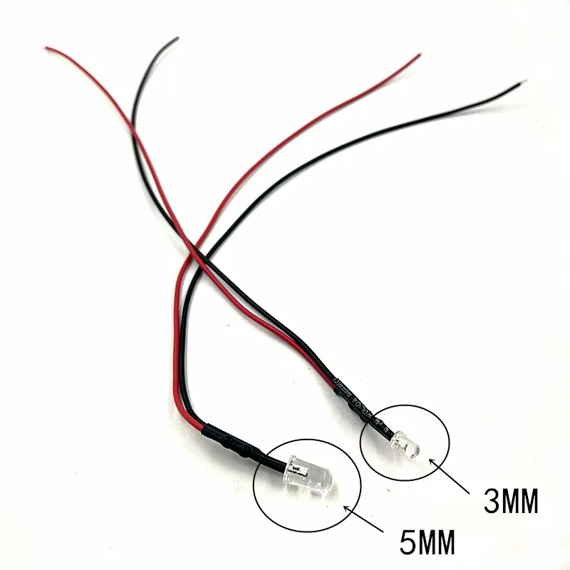 20 шт Лот 20 см Предварительно проводной 3 мм 5 мм светодиодный светильник лампа Prewired излучающие диоды для DIY украшения дома DC12V