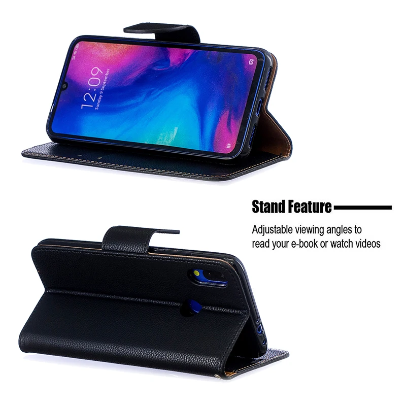 Wallet Phone Case for Xiaomi Redmi Note 7/Note 7 Pro/6/6A/6 Pro PU Leather Flip Cover Stand Magetic Closure with Card Holder