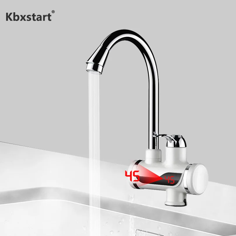 Rotatable Bathroom Kitchen Heating Tap Water Faucet 110V Tankless Electric Hot Water Heater Faucet with LED Digital Display