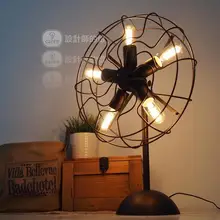 Лофт ретро настольные лампы креативной промышленности в Американская деревня Tieyi спальня вентилятор с лампами