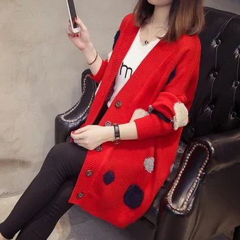 

2019 Spring autumn Women Sweater and Cardigans V neck Long Sleeve Loose Knit Jumpers Long Steetwear Korean Sweater Jacket Coat