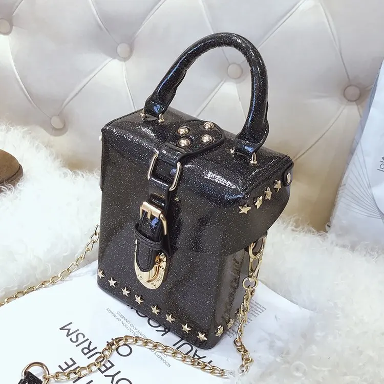 

luxury handbags women bags Box Shoulder Bag Rivet Fashion Tote Bag Pink crossbody bags for women 2019