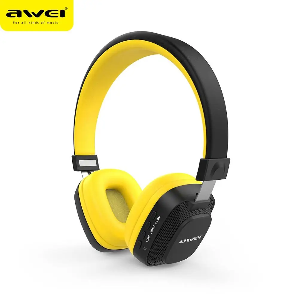 Новые AWEI A760BL v4.2 Bluetooth наушники объемного 3D стерео Беспроводная гарнитура со вспышкой Шум снижение - Цвет: yellow