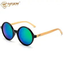 Retro classic bamboo arms sunglasses round frame mirror lens handmade sun glasses for women men custom logo available 1527