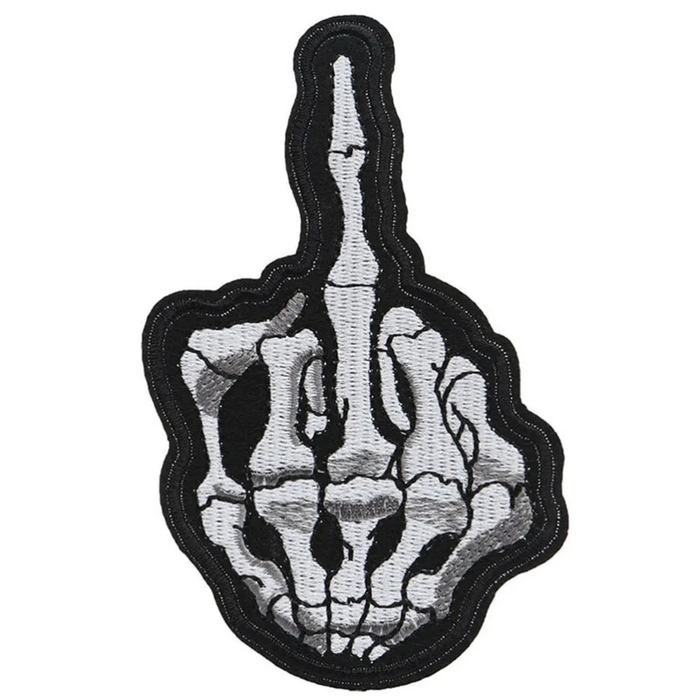 

Devil Skeleton Horns Rock Punk Rockabilly Tattoo Jacket Biker Patch Dead Zombie Horror Gothic Embroidered Iron on Fingers Patch
