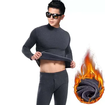 

Katesy New Arrival cotton Thermal Underwear Sets Male Autumn Winter Thick Warm Neck Undershirts Trousers Man Long Johns 2019