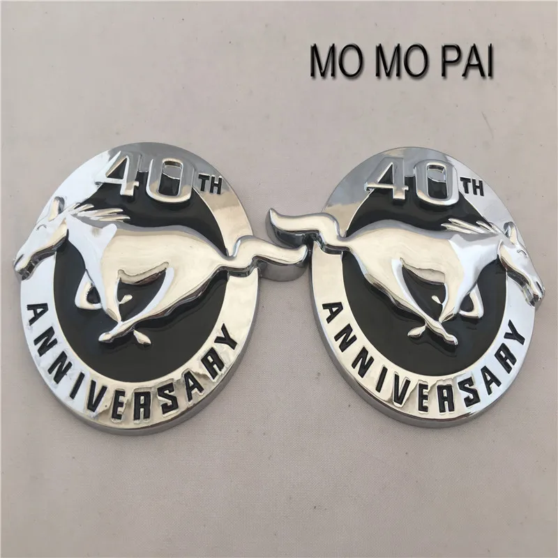 

2Pcs 40TH ANNIVERSARY Running Horse Emblem Badge Sticker Metal fit for Ford Mustang