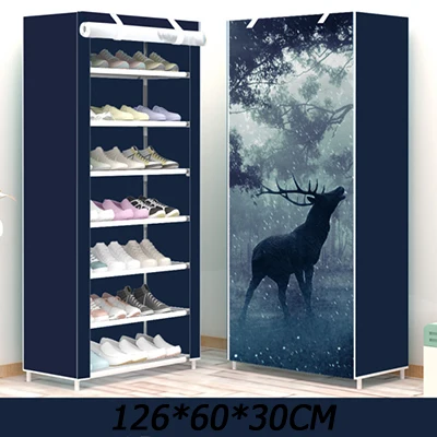 8 Layer Simple DIY Assembly Shoe Cabinet Folding Cloth Shoes Storage Rack Shelves Dustproof Shoe Cabinet Home Furniture - Цвет: 8 layer color 11