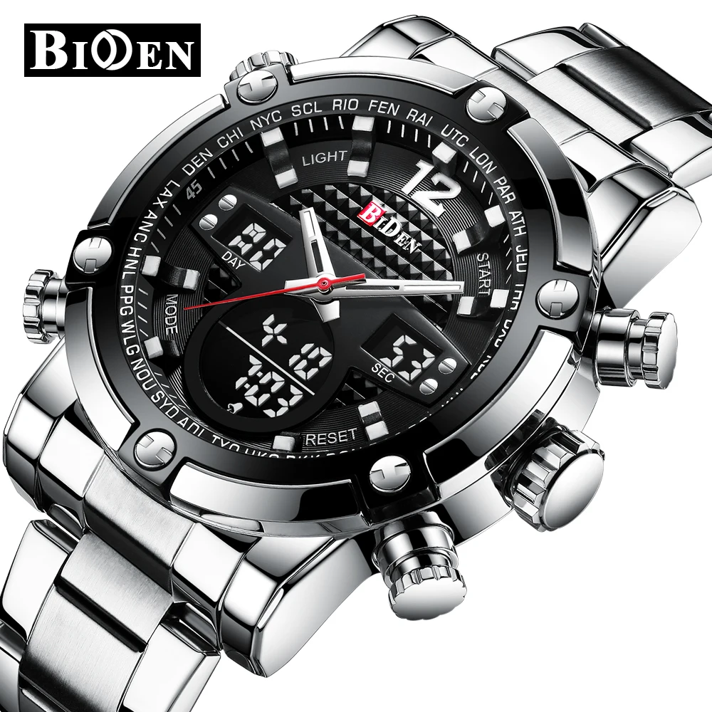 

BIDEN Men Watch Luxury Brand Chronograph Mens Sports Watches Waterproof Full Steel Quartz Men's Wristwatches Relogio Masculino