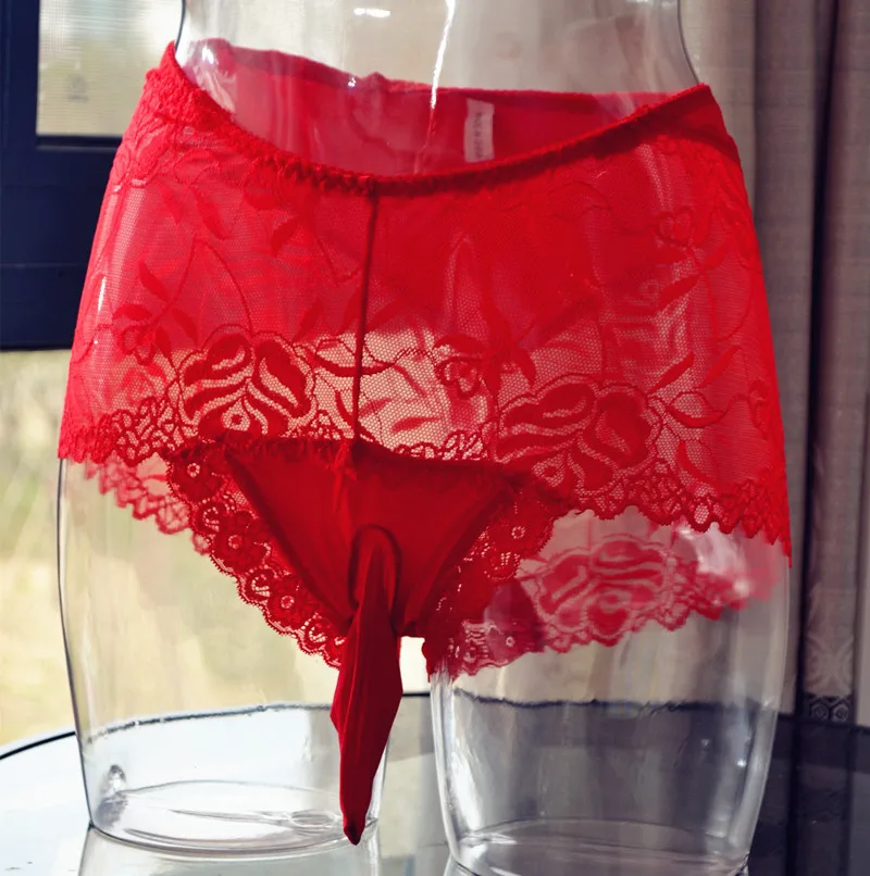 Men Sexy Transparent Brief Shorts With JJ Sleeve Open and Closed Thin Boxer Pantyhose Tight Quality JJ Lace Boxer jockstrap gay