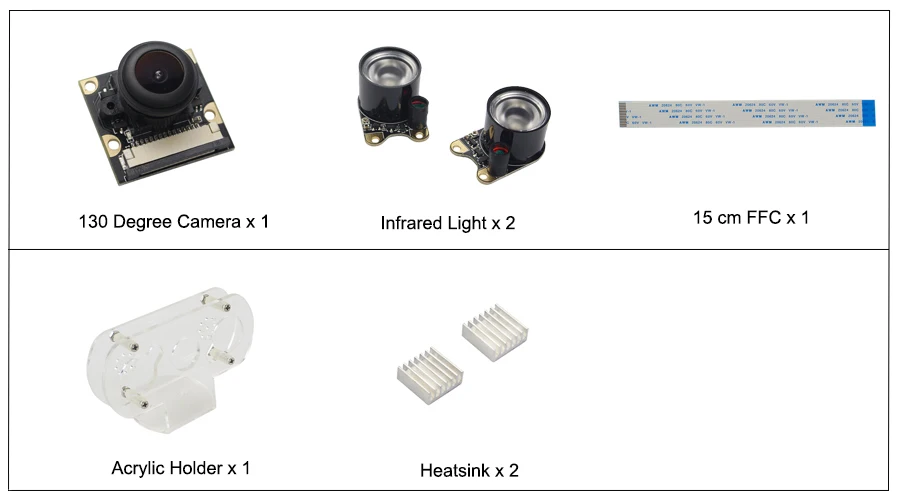 Raspberry Pi camera Kit камера ночного видения 130 градусов+ инфракрасные лампы+ радиаторы+ FFC для Raspberry Pi 4 Модель B/3B+/Zero