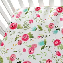 Детские Цветочные простыни для кроватки для девочек, матрасы для кроватей, подходит для стандартной кроватки 28*52*9 дюймов(розовая роза