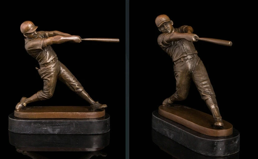 

Art Deco Sculpture Athlete Baseball Player Bronze Statue Signed
