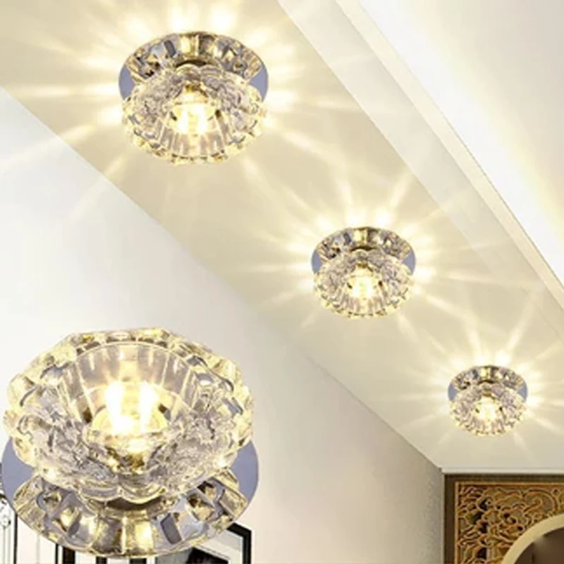 Modern Led Light Embedded Ceiling Light Lamp Glass Crystal Aisle Decor