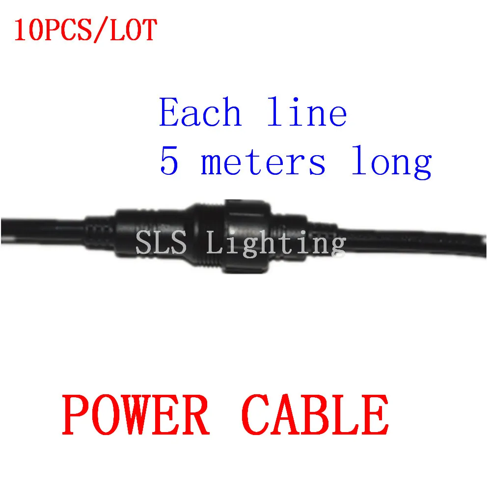 10pcs/lot 5meters length IP65 Waterproof 3 pin Power cable connection
