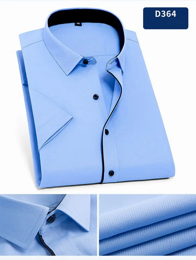 Летние мужские рубашки в полоску с коротким рукавом, офисные рубашки больших размеров, деловые рубашки синего цвета 8XL 10XL 5XL 9XL, мужские классические рубашки