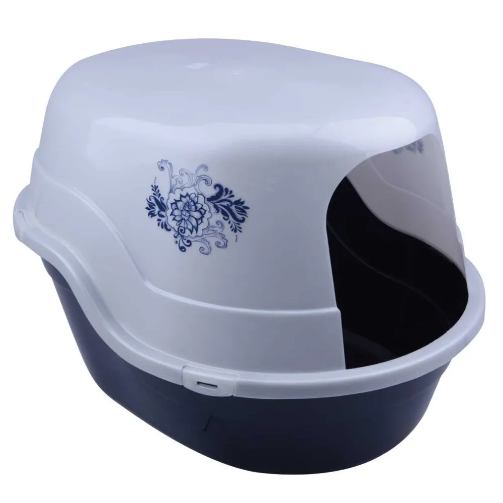 Blue and White Porcelain Totally Closed Detachable Pet Cat Toilet