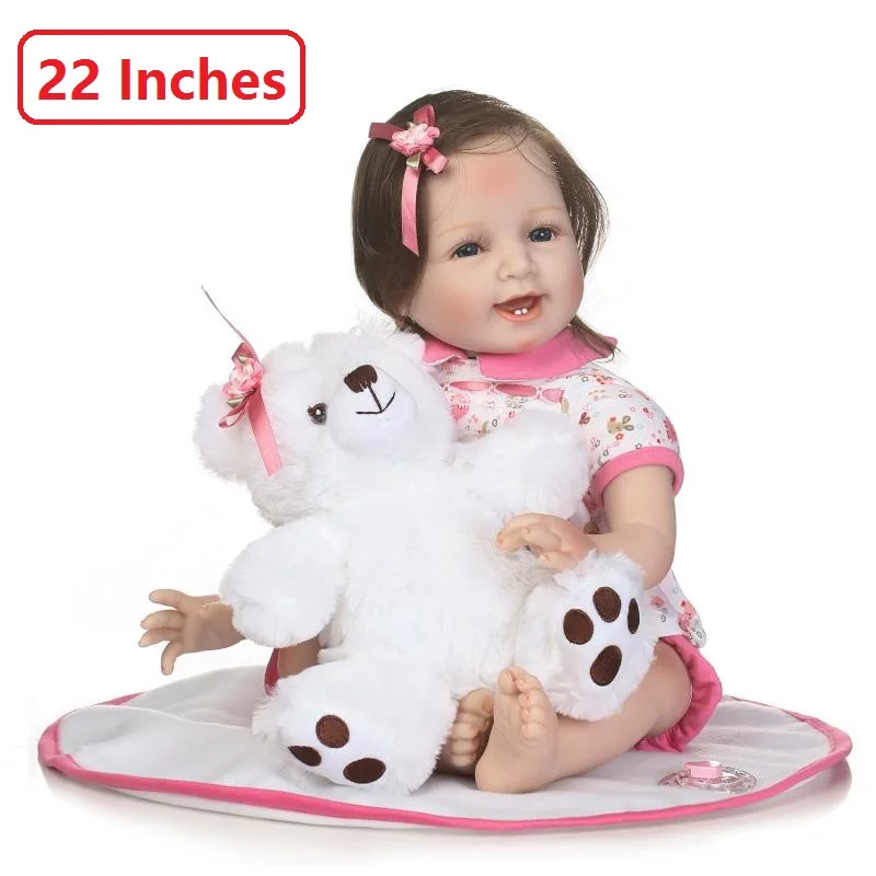 22" Girl Toy Growing Partner Lovely Newborn Baby Reborn Dolls Realistic Silicone Vinyl Handmade