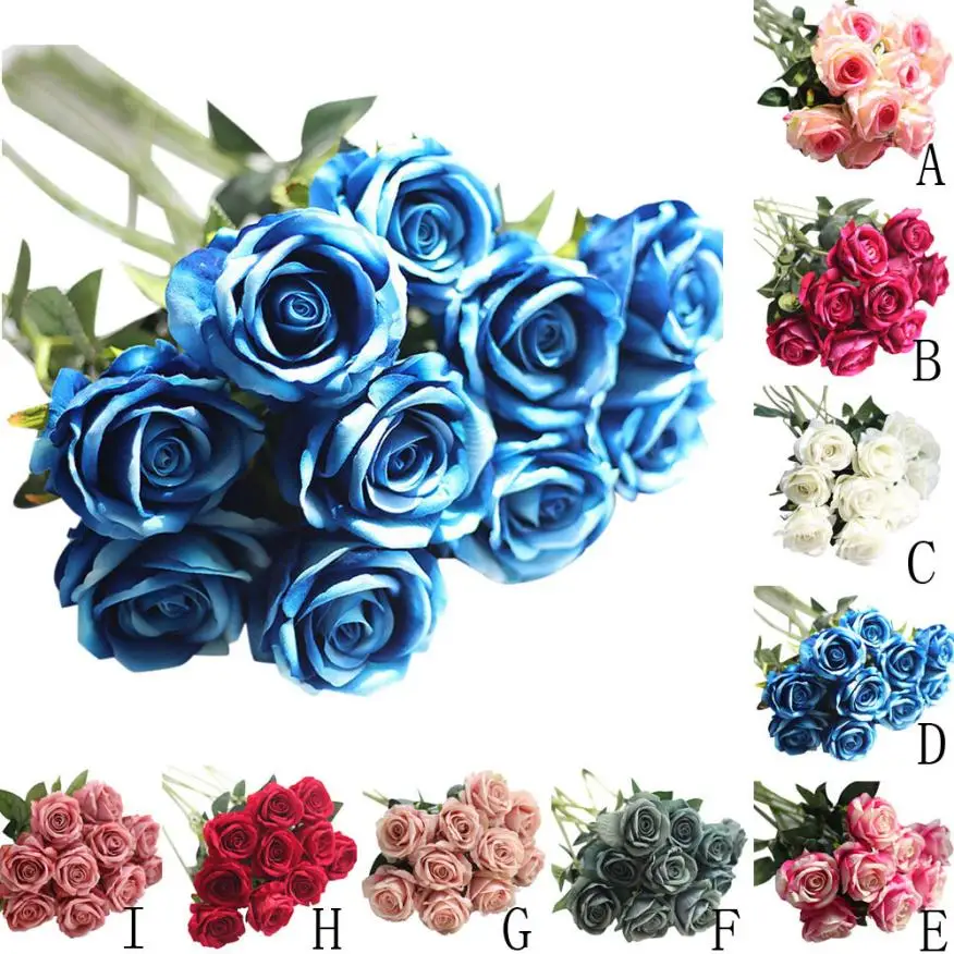 

NEW 5 Pcs Artificial Fake Roses Flannel Flower Bridal Bouquet Wedding Party Home Deco*diy artificial flowers 2018 hot sale 40p