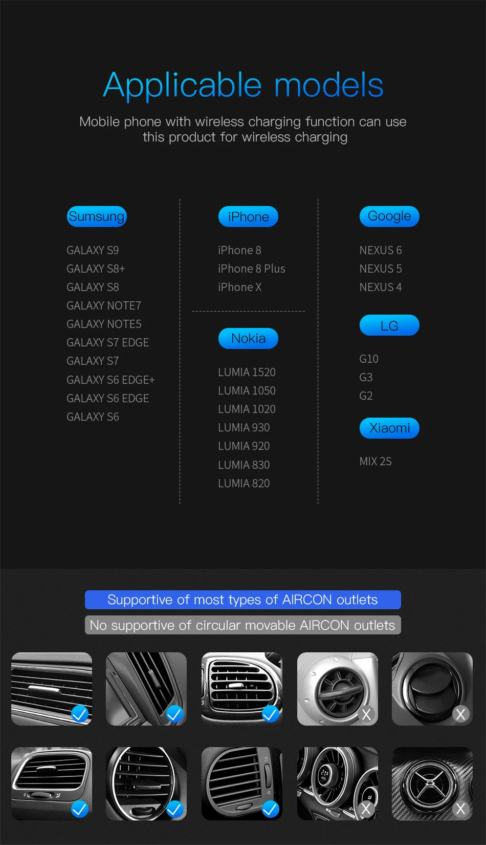 Baseus Qi Беспроводное зарядное устройство, автомобильный держатель для iPhone XS X samsung S9 Note9, держатель для мобильного телефона, подставка, крепление на вентиляционное отверстие, автомобильный держатель для телефона