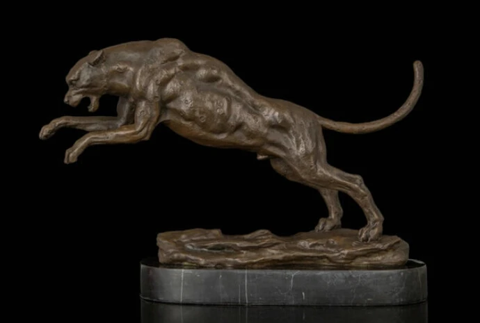 

Art Deco Sculpture Panther Leopard Hunting Bronze Statue R0712 Discount 35%