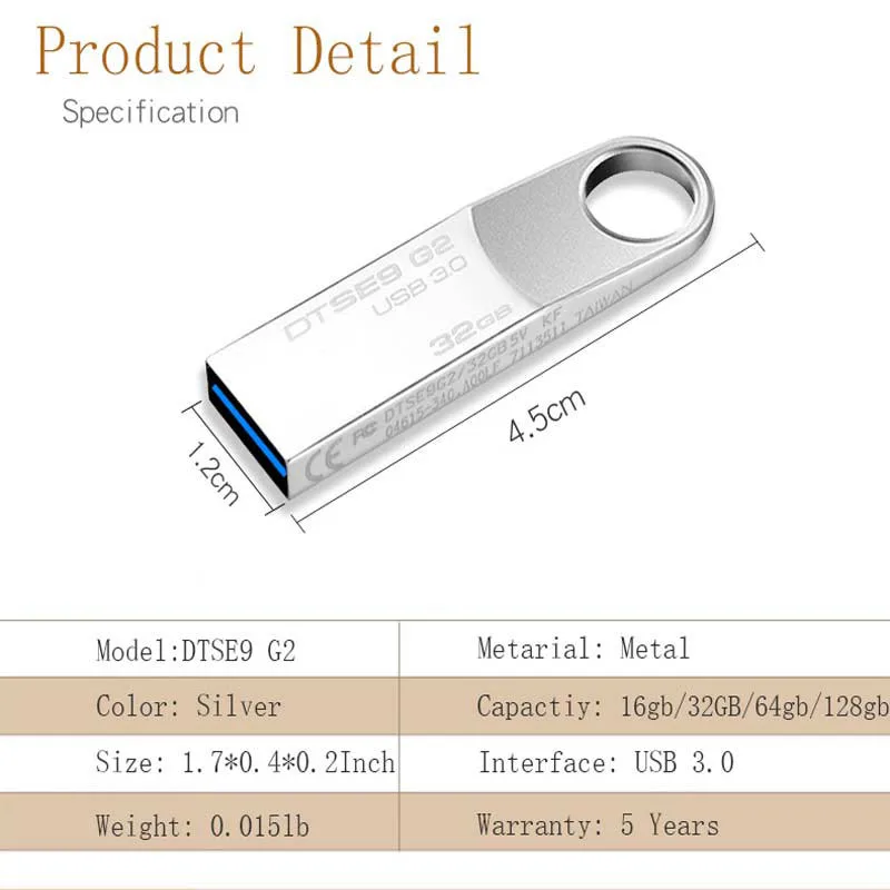 Kingston Original 32 ГБ 64 128 Pendrive Metal Custom DIY логотип Прямая поставка персонализированный