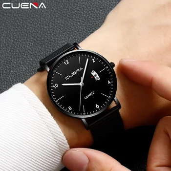 

Black Business Men Watch Auto Date Waterproof Fashion Gift Stainless Steel Watchband Quartz Watch Man Reloj Hombre Clock