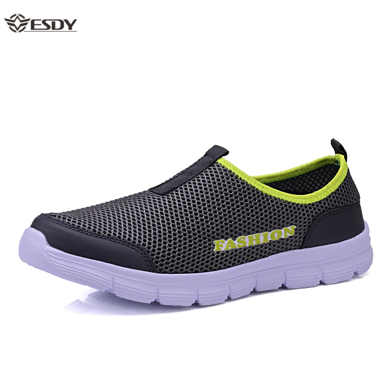 Summer Men Casual Shoes 2019 New Flat Sneakers Plus Size 36-46 Mesh Lightweight Breathable Water Slip-on Mens Loafers | Обувь