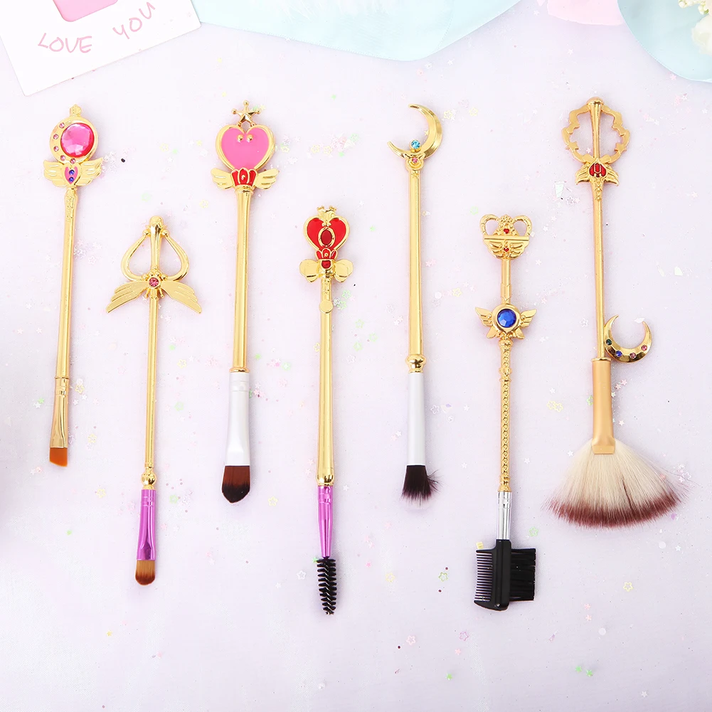 

BBL 7 Piece Anime Sailor Moon Makeup Brushes Set Card Captor Sakura Wands Brush Eyebrow Eyeshadow Brush Cosmetics Tool Maquiagem