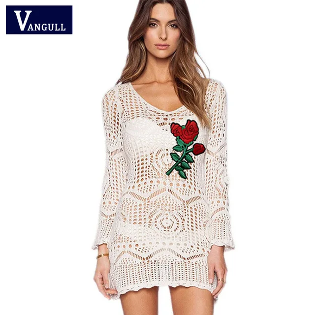 ladies white crochet dress