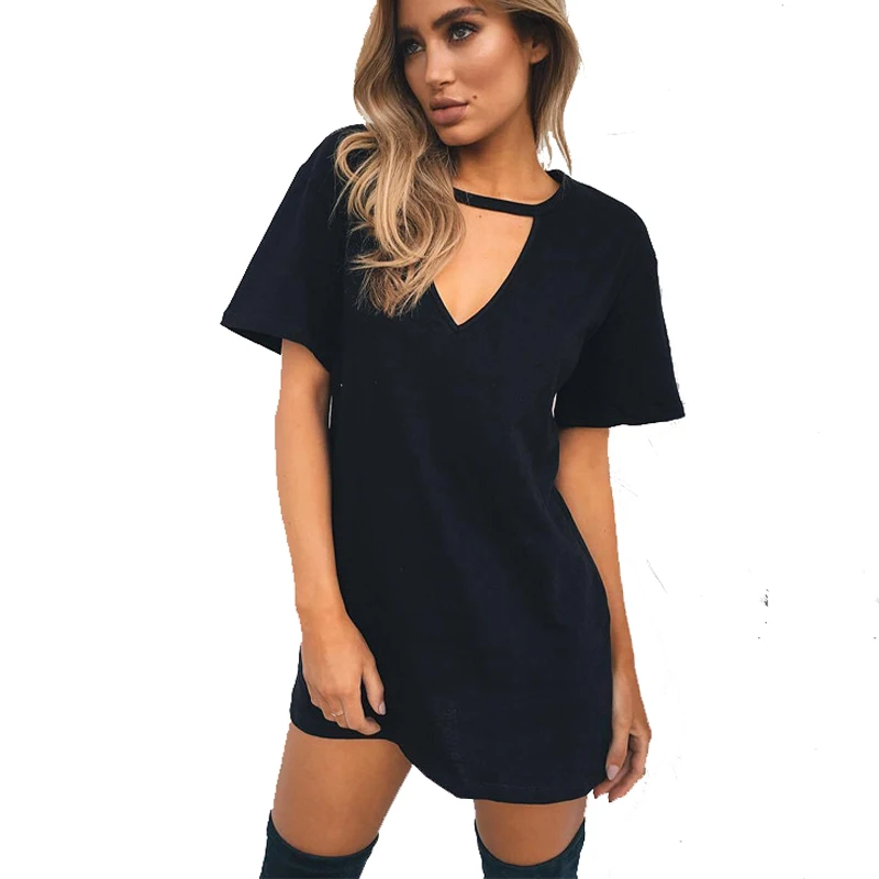 

Solid Hallow Out Sexy Night Club Women Short Sleeve Dress Custom Logo Photo Printed V Neck Party Vestidos Female Lady Robes 3XL