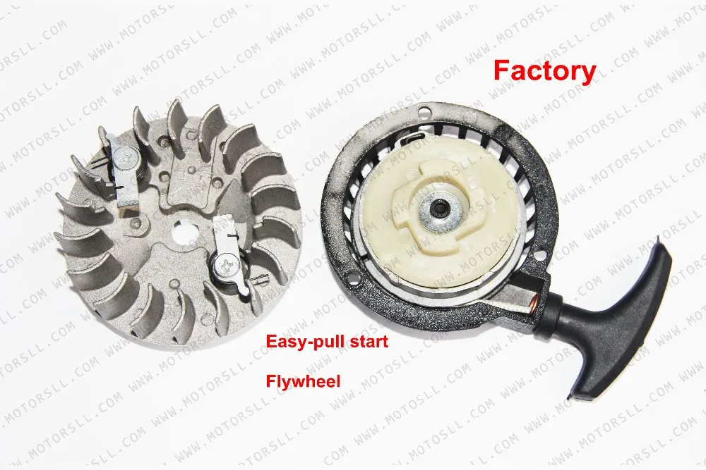 

TOP Aluminum Pull starter With Flywheel Easy to Pull Fit 47cc 49cc 2 Stoke Mini Dirt Pocket Pit Bike Moto ATV Quad