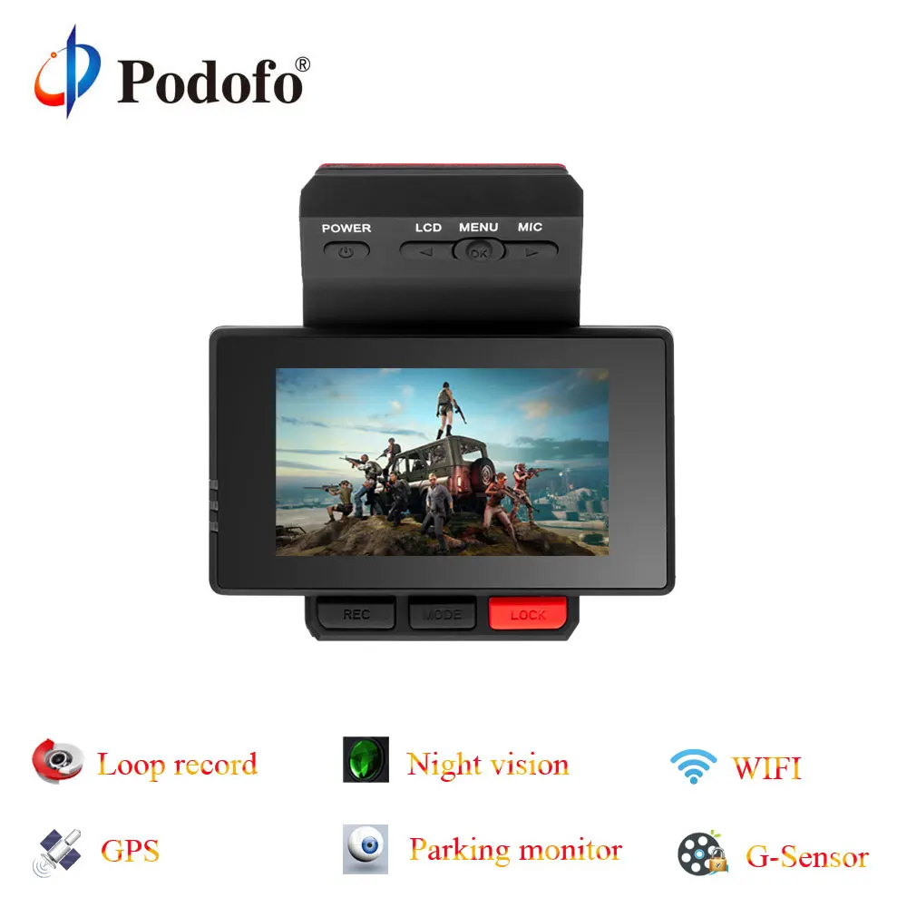 

Podofo Novatek96650 Car DVR Dashcam Registrar GPS Video Recorder Camera FHD Parking Monitoring Wide-angle Wifi G-Sensor Dvrs