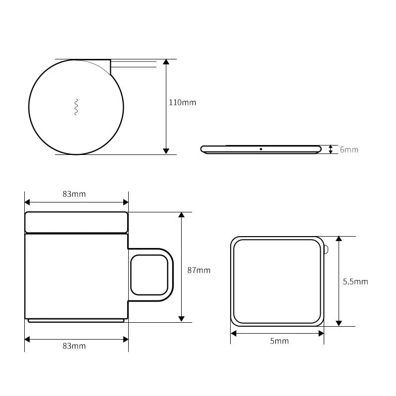 Qi Mug Wireless Charging Mug 2-in-1 Coffee Cup 55