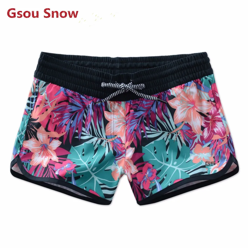 

Gsou Snow Brand Swimwear Women 2017 Colorful Summer Board Shorts Swim Trunks Beach Boardshorts Surf Swimsuit Swimming Panty