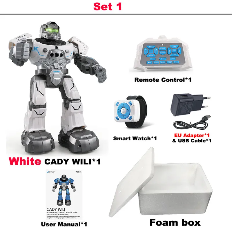 JJRC R5 CADY WILI Интеллектуальный умный робот программируемый автоматический музыкальный танец RC робот и умные часы датчик контроля жестов RC игрушки - Цвет: White